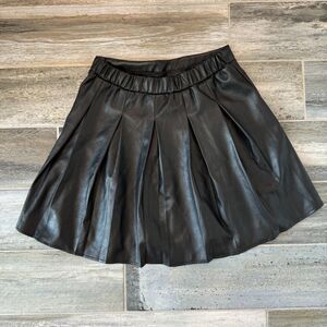 SO Black Pleated Faux Leather High Waist Mini Skirt High Waist Dark Academia